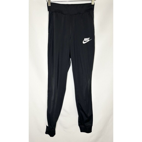 Nike Women's Tapered Black Pull-On Track Pants White Stripes SIZE‎ X-SMALL - Picture 1 of 10